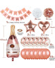 Champagne Rose Gold Birthday Party Decorations Balloons Set
