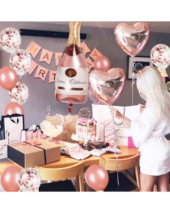 Champagne Rose Gold Birthday Party Decorations Balloons Set