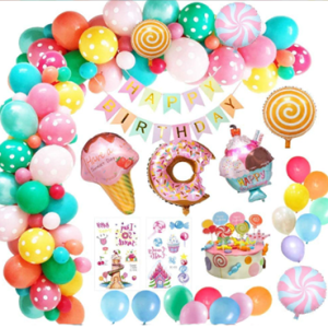 61 Pcs Donut Ice Cream Candy Lollipop Cake Birthday Party Balloons Decorations