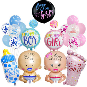 Black Gender Reveal Balloons 36 inch Baby Boy or Girl Party Decorations