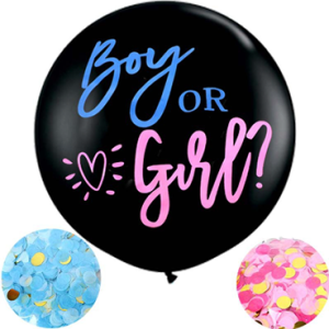 Black Gender Reveal Balloons 36 inch Baby Boy or Girl Party Decorations