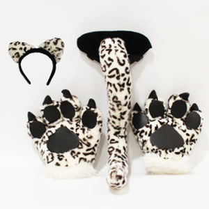 White Jaguar Plush Tail Claws and Headband Kit