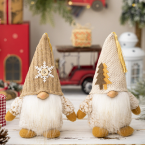 Christmas Decorated Knitted Tassel Hat Rudolph Gnome Doll