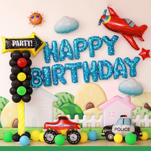 Airplane Police Car Birthday Party Decorations Large Foil Balloons Set