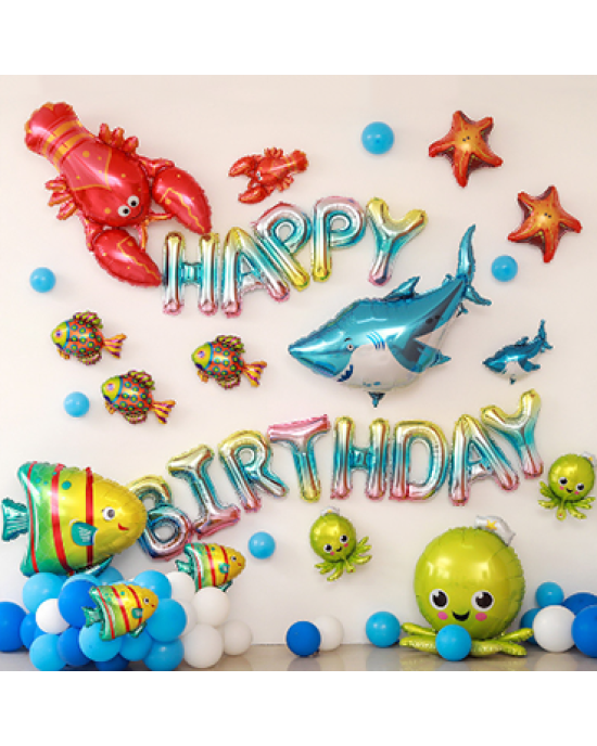 Lobster Octopus Birthday Party Decorations Large Foil Balloons Set