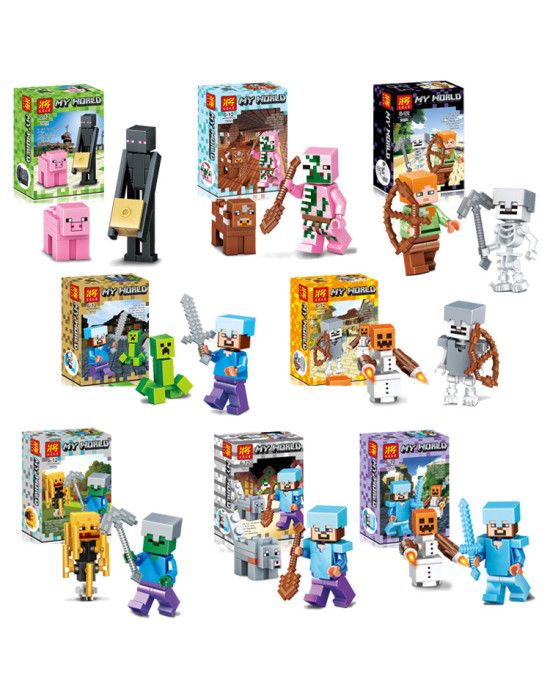 Minecraft Building Blocks Action Figures Set of 8