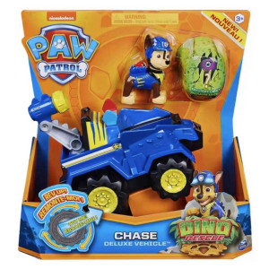 Paw Patrol Dino Rescue Deluxe Vehicle Figure Toy Set - Chase