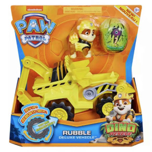 Paw Patrol Dino Rescue Deluxe Vehicle Figure Toy Set - Rubble