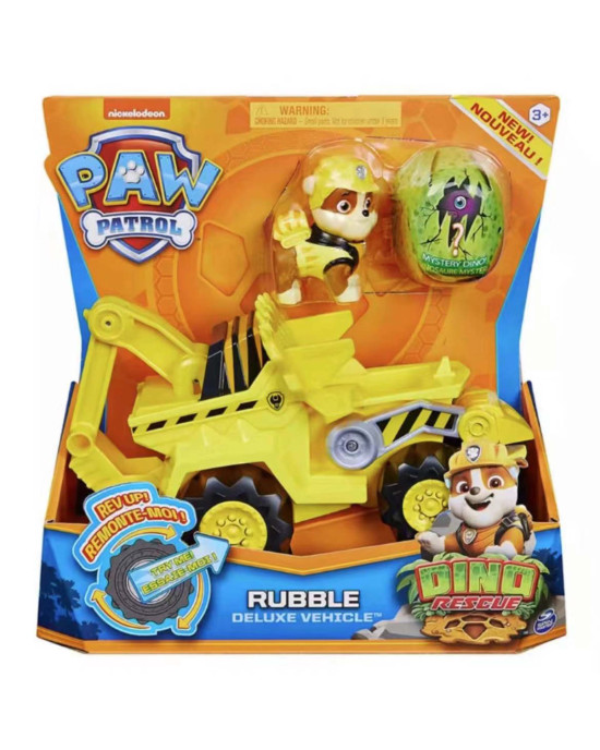 Paw Patrol Dino Rescue Deluxe Vehicle Figure Toy Set - Rubble
